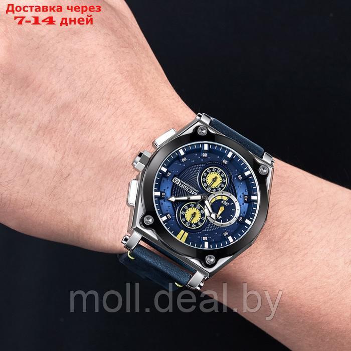 Часы наручные мужские, d-4.7 см, с хронографом, 3 АТМ, светящиеся, синие - фото 3 - id-p222195248