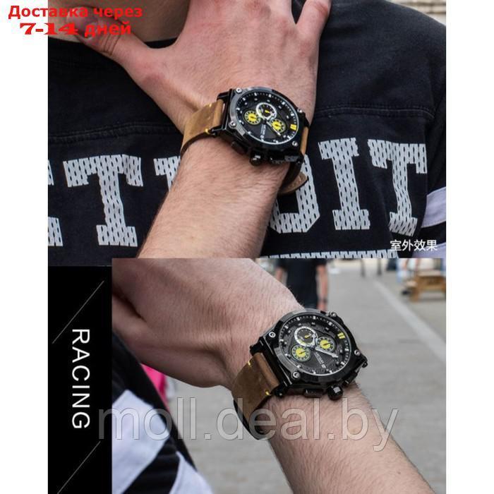 Часы наручные мужские, d-4.7 см, с хронографом, 3 АТМ, светящиеся, коричневые - фото 2 - id-p222195251