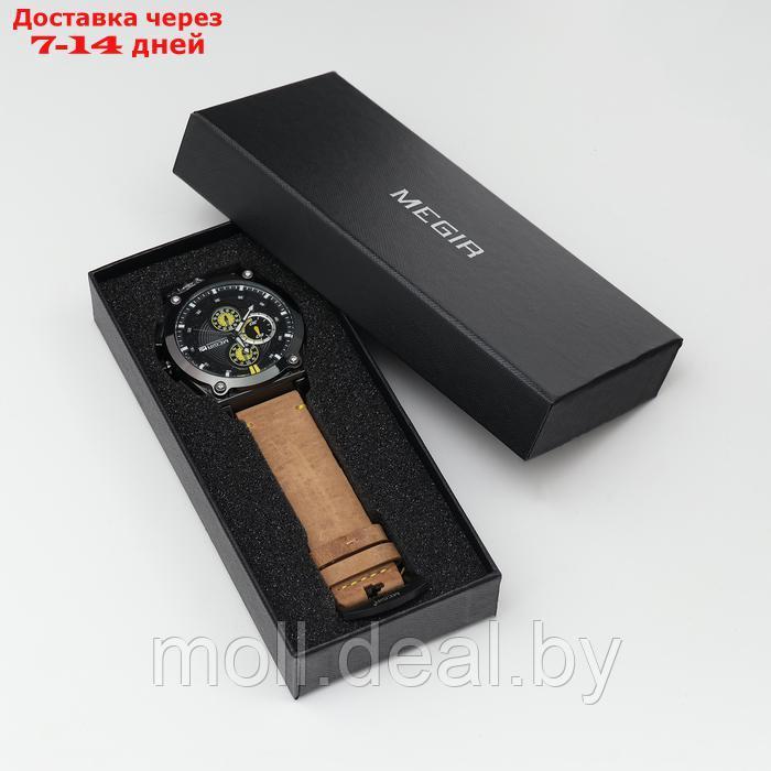 Часы наручные мужские, d-4.7 см, с хронографом, 3 АТМ, светящиеся, коричневые - фото 4 - id-p222195251