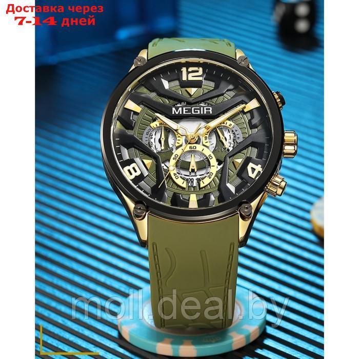 Часы наручные мужские, d-4.6 см, с хронографом, 3 АТМ, светящиеся, зеленые - фото 3 - id-p222195252