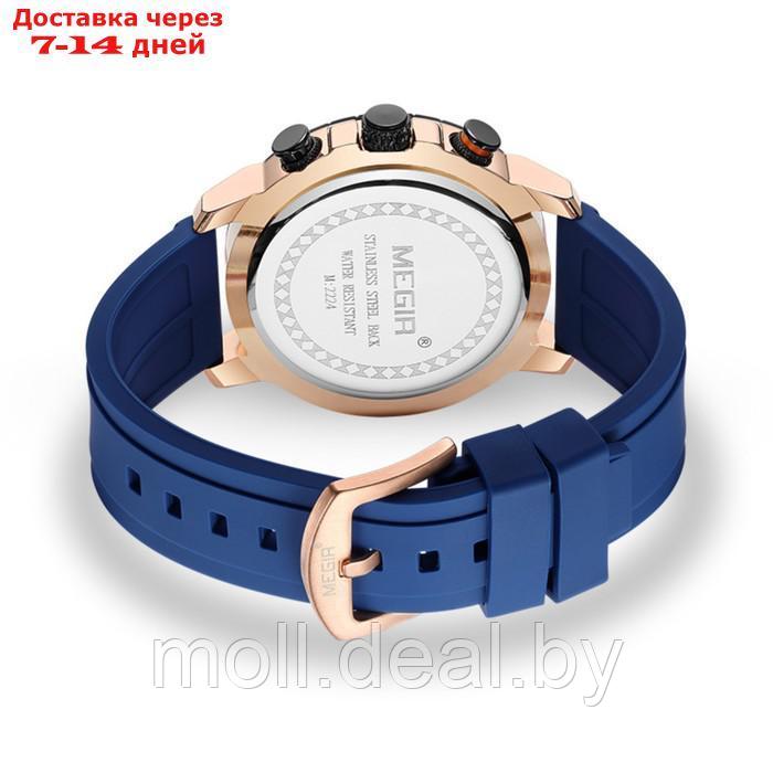 Часы наручные мужские, d-4.6 см, с хронографом, 3 АТМ, светящиеся, синие - фото 3 - id-p222195256