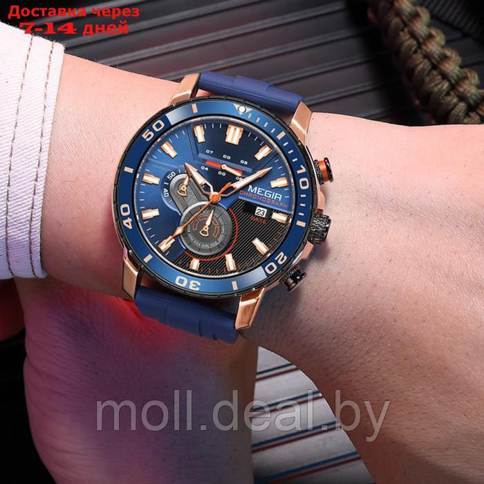 Часы наручные мужские, d-4.6 см, с хронографом, 3 АТМ, светящиеся, синие - фото 4 - id-p222195256
