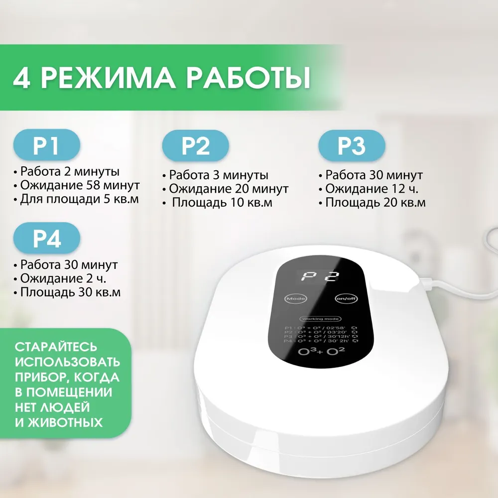 Портативный очиститель воздуха с функцией озонации и ионизации Air Purifier, 220 V (4 режима работы) / - фото 8 - id-p222222058