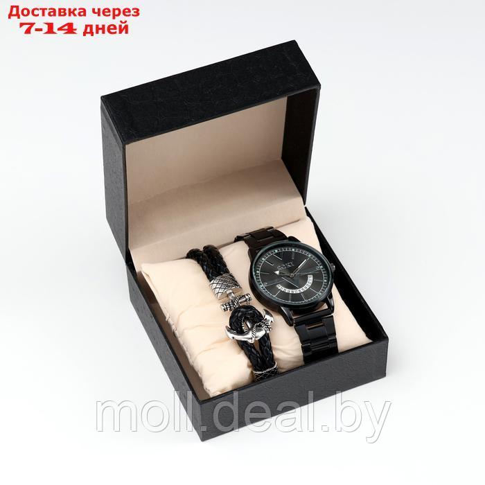 Мужской подарочный набор "Якорь" 2 в 1: наручные часы, браслет - фото 1 - id-p222195273