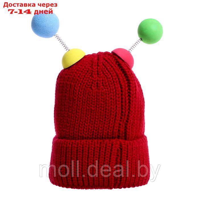 Карнавальная шапка "Глазастик" с рожками р-р 56-58, цвет бордовый - фото 3 - id-p222194396