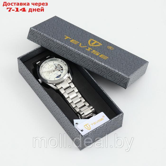 Часы наручные механические мужские, d-4.2 см, с хронографом, 3 АТМ, светящиеся, серебро - фото 2 - id-p222178939