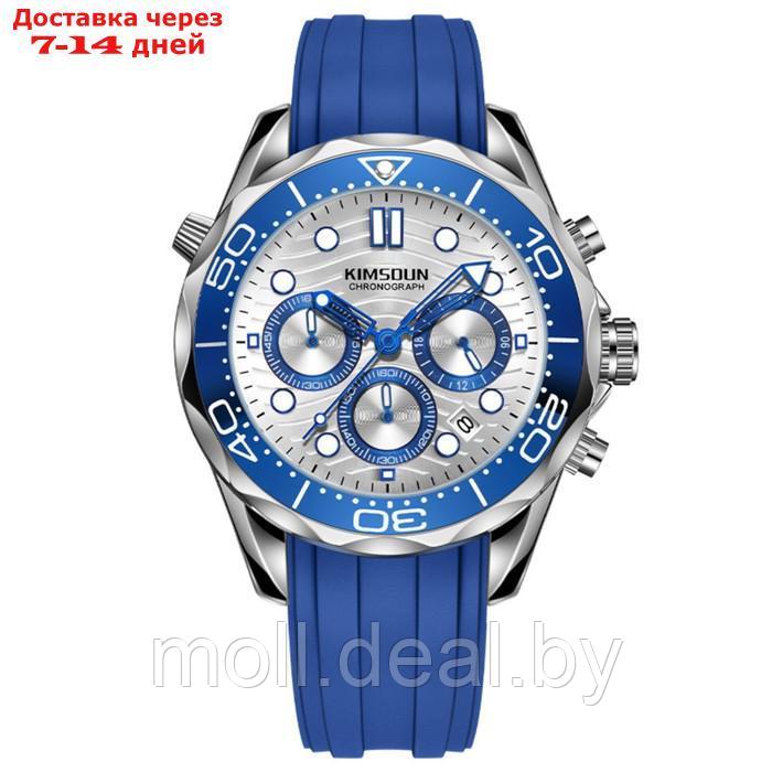 Часы наручные мужские, с календарем, подсветкой, хронографом, d-4.3 см, синие - фото 1 - id-p222178940