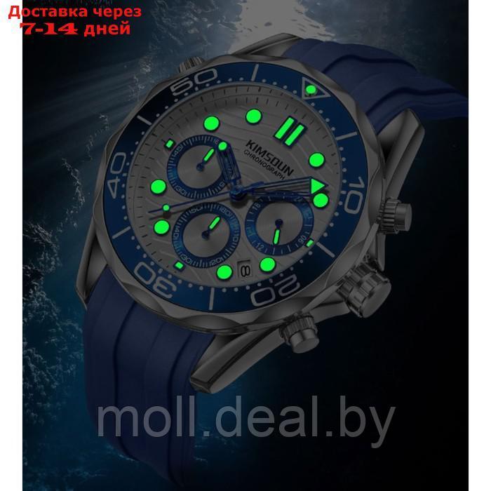 Часы наручные мужские, с календарем, подсветкой, хронографом, d-4.3 см, синие - фото 2 - id-p222178940