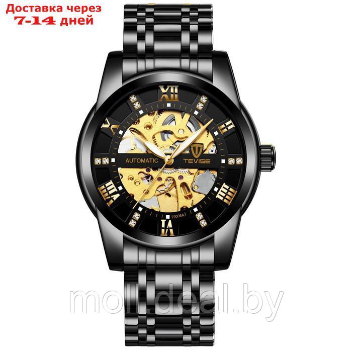 Часы наручные механические мужские, d-4.1 см, 3 АТМ, светящиеся, черные - фото 1 - id-p222178941
