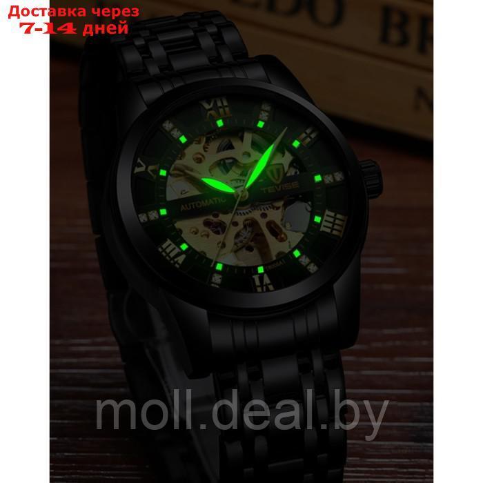 Часы наручные механические мужские, d-4.1 см, 3 АТМ, светящиеся, черные - фото 2 - id-p222178941
