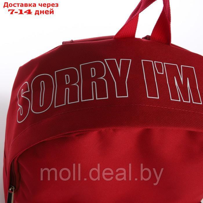 Рюкзак текстильный с печатью на верхней части SORRY, 38х29х11 см, бордовый - фото 3 - id-p222178960