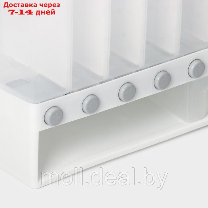 Органайзер для сыпучих продуктов с 6 ячейками 39х14,5х32 см, цвет белый - фото 4 - id-p222195441