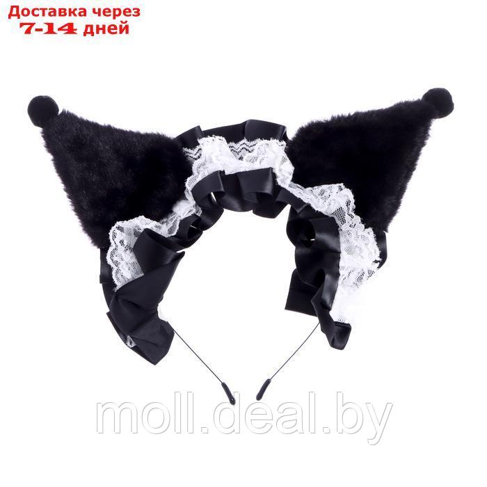 Карнавальный ободок "Кошка" с рюшками, цвет черный - фото 1 - id-p222179086