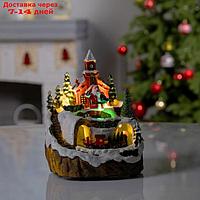 Фигура светодиодная "Поезд и Дед Мороз" 12x10x16 см, 5 LED, AAAx3, USB, музыка, Т/БЕЛЫЙ