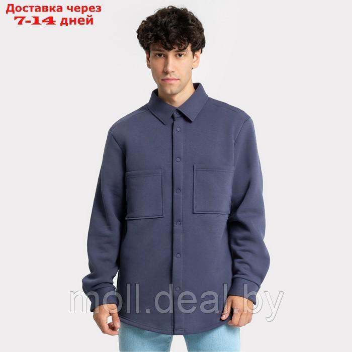 Рубашка мужская НАЧЁС, цвет серо-синий, размер 50 - фото 1 - id-p222194576