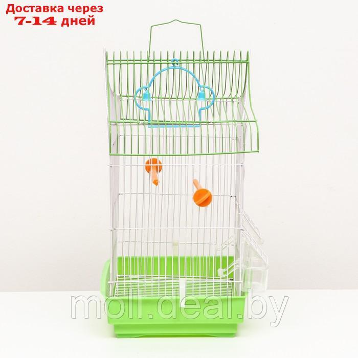 Клетка для птиц с кормушками 32 х 22 х 45 см, зелёная - фото 2 - id-p222195668