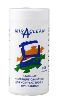 Салфетки Miraclean (24053), Влажные салфетки для компьютеров и оргтехники (105 шт.), туба