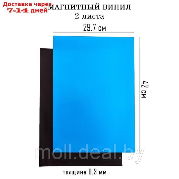 Магнитный винил, с ПВХ поверхностью, А3, 2 шт, толщина 0.3 мм, 42 х 29.7 см, синий - фото 1 - id-p222179201