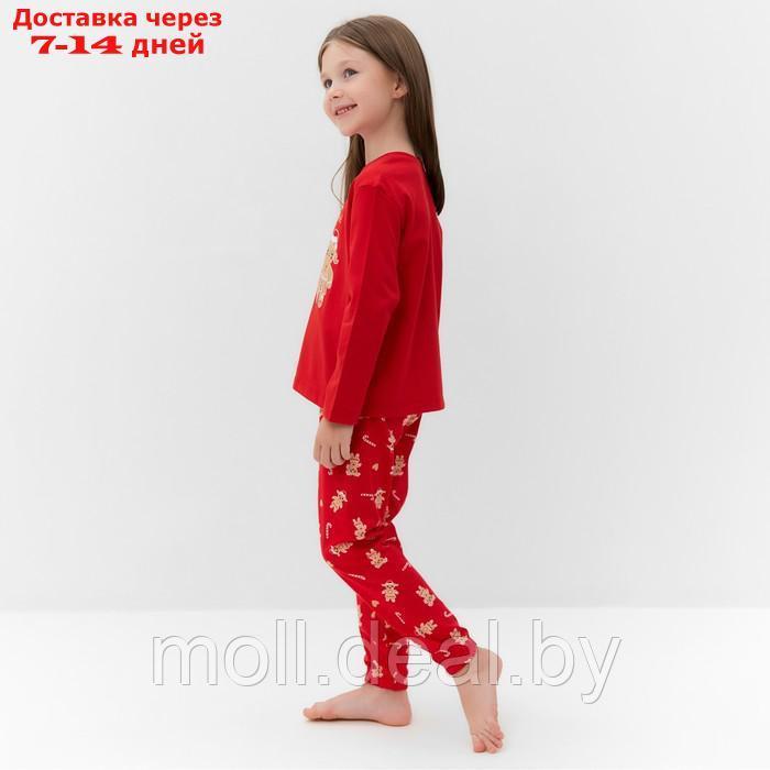 Пижама для девочки, цвет красный/печеньки, рост 104-110 см - фото 3 - id-p222171856