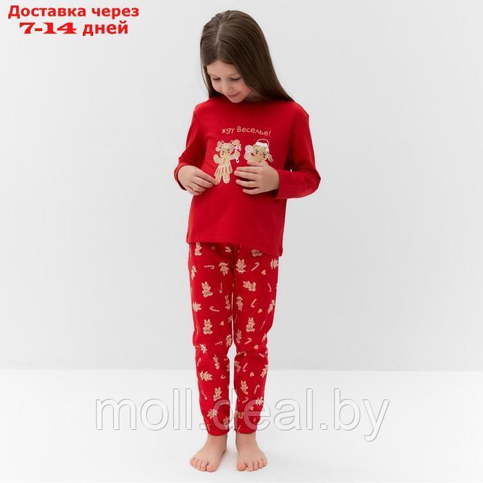 Пижама для девочки, цвет красный/печеньки, рост 104-110 см - фото 5 - id-p222171856