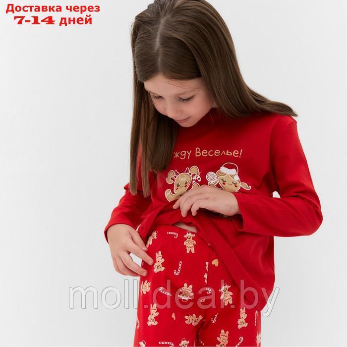 Пижама для девочки, цвет красный/печеньки, рост 104-110 см - фото 6 - id-p222171856