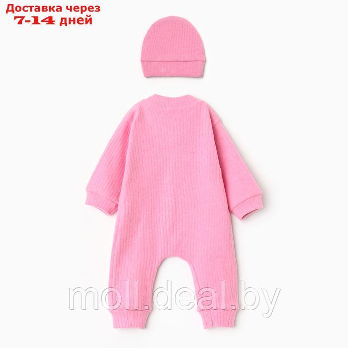 Комплект (комбинезон/шапочка) детский, цвет розовый, рост 68 см - фото 5 - id-p222194842