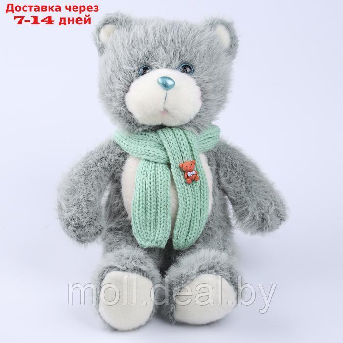 Мягкая игрушка "Little Friend", мишка с зелёным шарфом, цвет светло-серый - фото 2 - id-p222178562