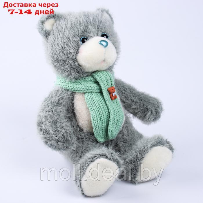 Мягкая игрушка "Little Friend", мишка с зелёным шарфом, цвет светло-серый - фото 3 - id-p222178562
