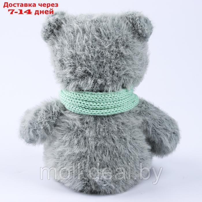 Мягкая игрушка "Little Friend", мишка с зелёным шарфом, цвет светло-серый - фото 5 - id-p222178562
