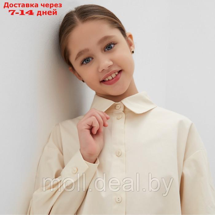 Платье-рубашка для девочки MINAKU, цвет бежевый, рост 128 см - фото 5 - id-p222178585