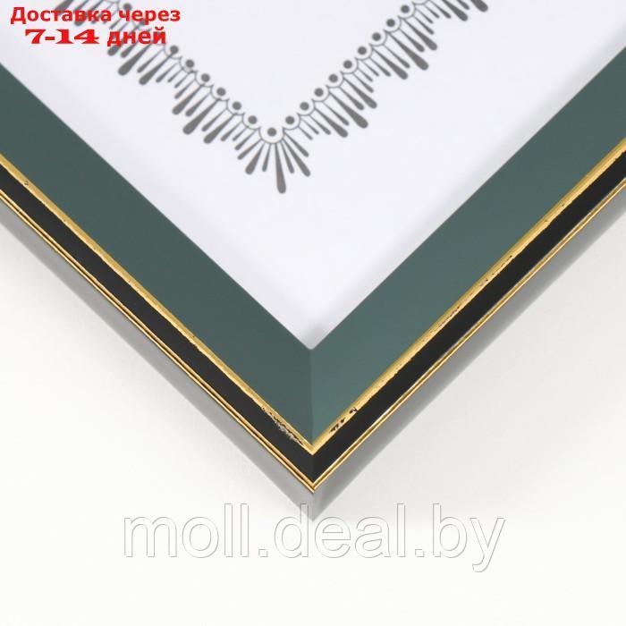 Фоторамка пластик формат А4 "Зелёный с золотым обрамлением" 23х32 см - фото 2 - id-p222179611