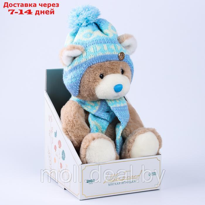 Мягкая игрушка "Little Friend", мишка в шапке и шарфе, цвет голубой - фото 1 - id-p222178664