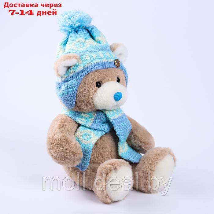 Мягкая игрушка "Little Friend", мишка в шапке и шарфе, цвет голубой - фото 3 - id-p222178664