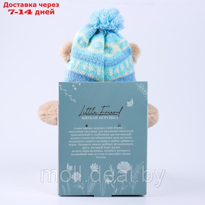 Мягкая игрушка "Little Friend", мишка в шапке и шарфе, цвет голубой - фото 6 - id-p222178664