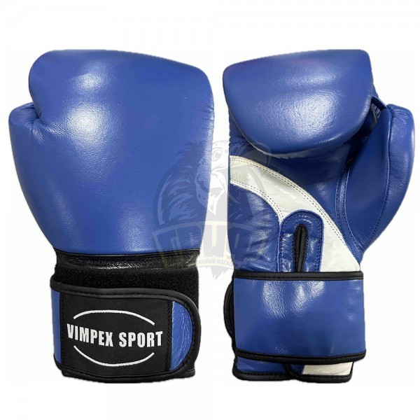 Перчатки боксерские Vimpex Sport 3034 кожа (синий) (арт. 3034 (2022)) - фото 1 - id-p222232397