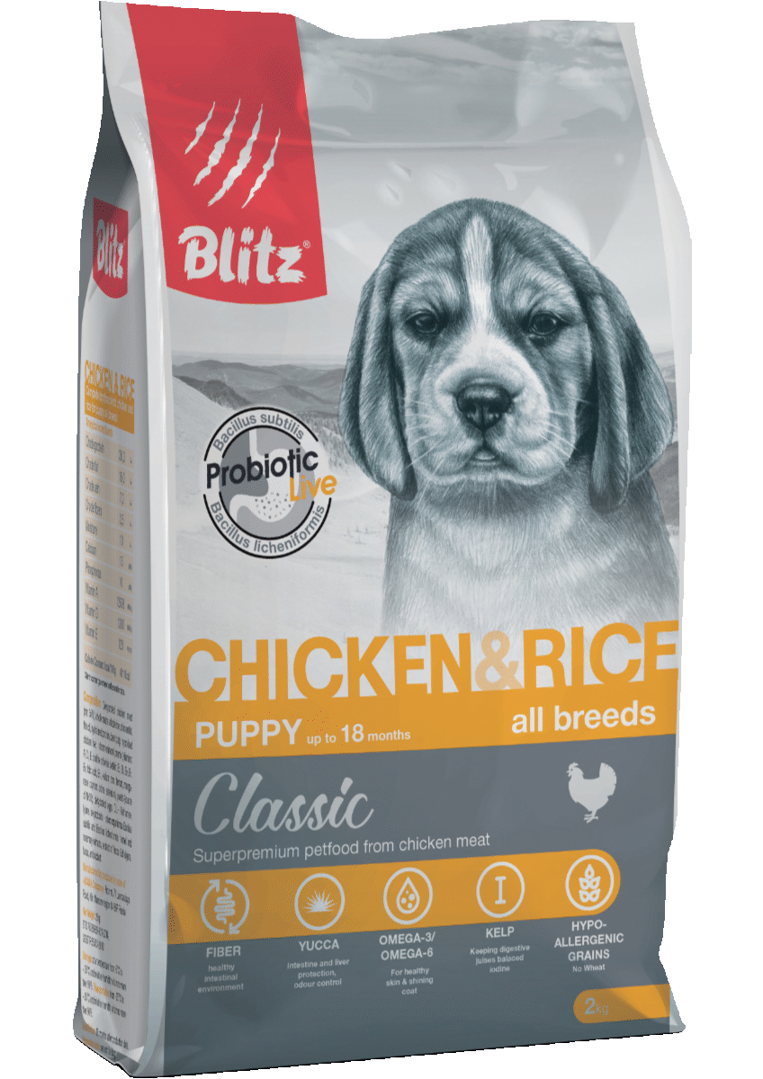 Blitz Classic Chicken Rice Puppy (курица, рис), 2 кг - фото 1 - id-p222232686
