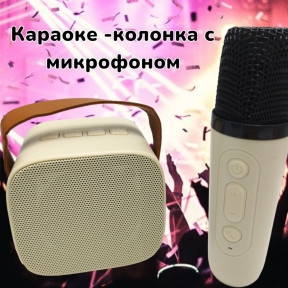 Караоке-колонка с микрофоном Colorful karaoke sound system (звуковые эффекты) Бежевый - фото 1 - id-p222194077