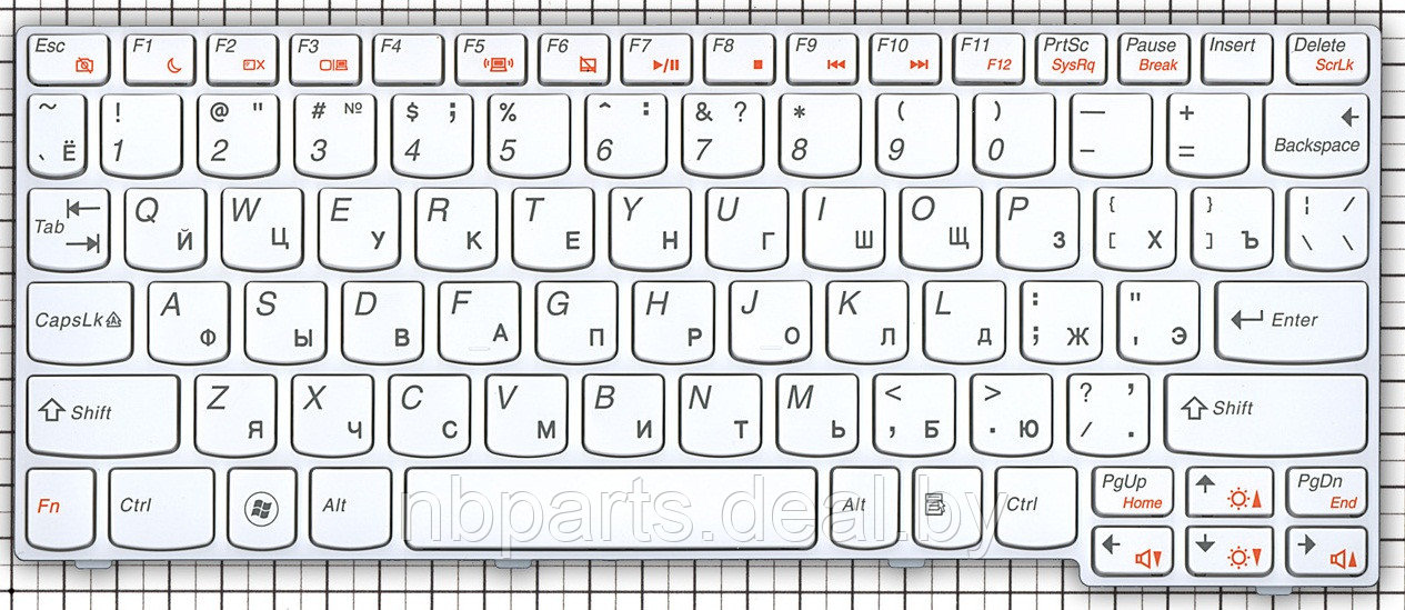 Клавиатура для ноутбука Lenovo IdeaPad U160, U165, белая, с рамкой, RU - фото 1 - id-p111763333