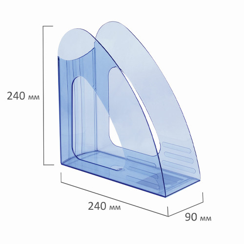 Лоток вертикальный для бумаг BRAUBERG "Delta", 240х90х240 мм, тонированный синий - фото 9 - id-p222201821