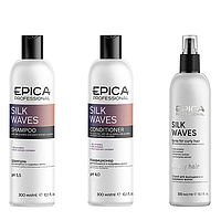 Набор для волос Ежедневный уход за вьющими волосами Silk Waves: шампунь, 300мл+ кондиционер, 300мл+ спрей,