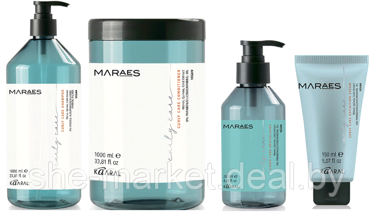 Набор для вьющихся волос Maraes Curly Care: Шампунь, 1л + кондиционер, 1л + флюид, 250мл + крем, 150мл - фото 1 - id-p222236666