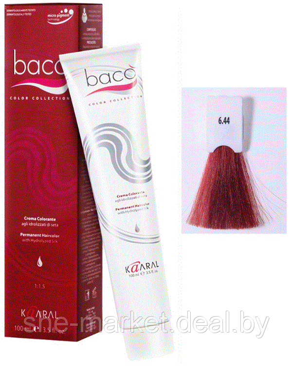 Стойкая крем-краска Baco Silk hydrolized 6.44 тёмный интенсивный медный блондин 100мл - фото 1 - id-p222237016