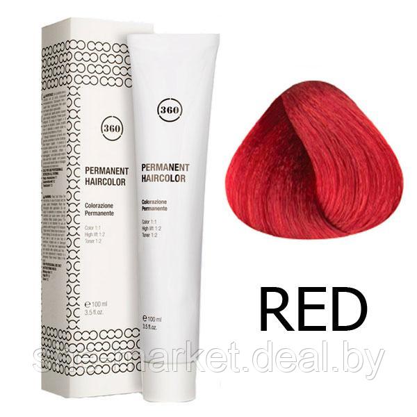 Краска для волос 360 PERMANENT HAIRCOLOR ТОН - RED- красный контраст , 100мл - фото 1 - id-p222236200