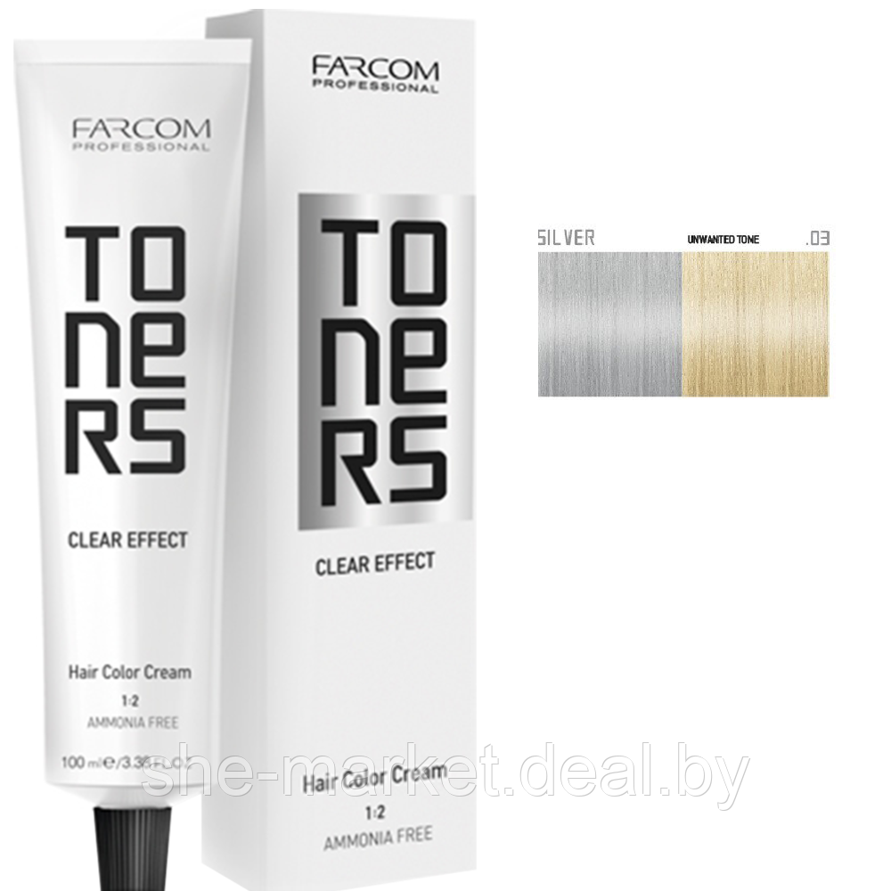 Безаммиачная тонирующая крем-краска для волос TONERS Silver, 100мл - фото 1 - id-p222235972