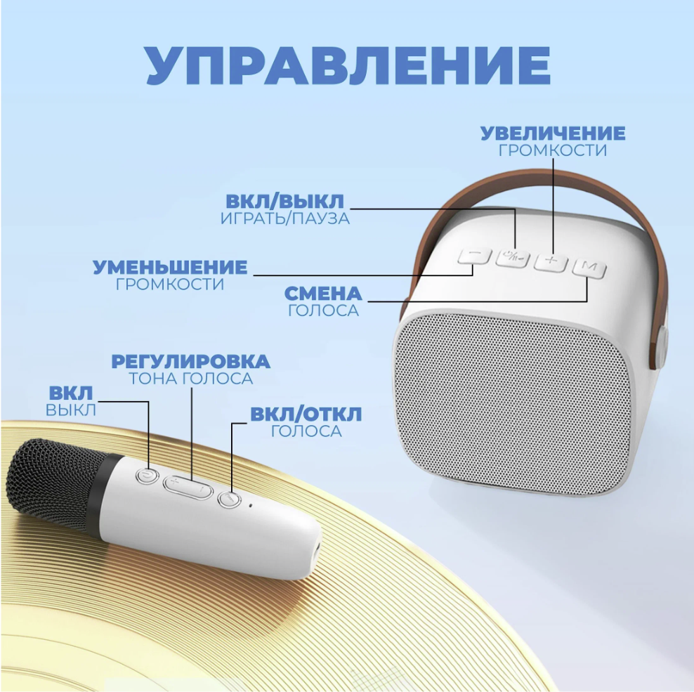 Караоке-колонка с микрофоном Colorful karaoke sound system (звуковые эффекты) - фото 4 - id-p222238375