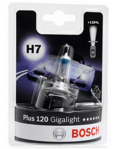 Лампа (H7) 55W 12V PX26D галогенная Plus 120 Gigalight блистер BOSCH 1987301110 - фото 1 - id-p222238360