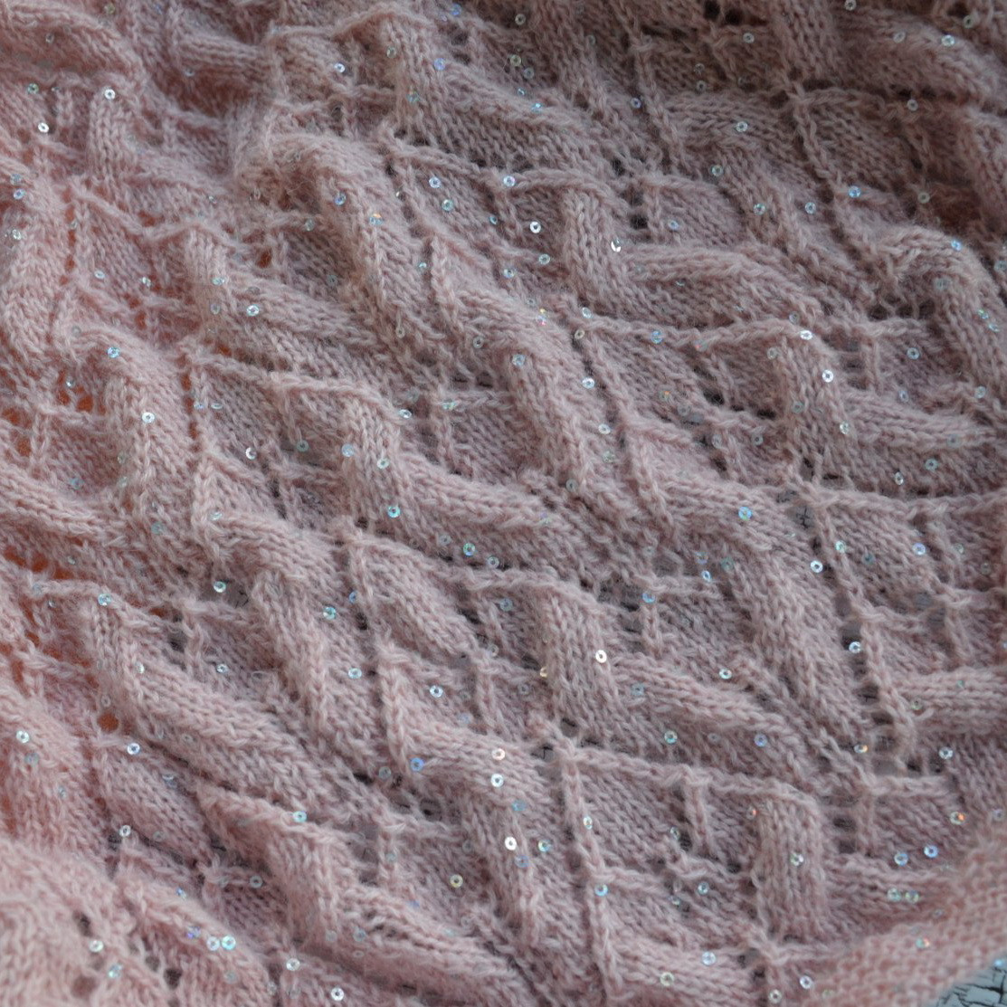 Пряжа с мелкими пайетками Paillettes Wool Sea цвет 055 светло-розовый - фото 3 - id-p222238770