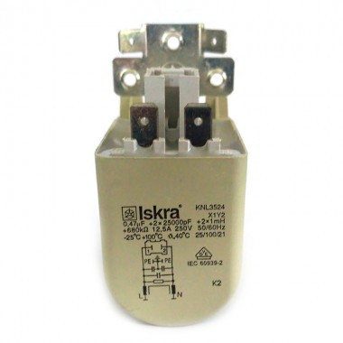 Сетевой фильтр радиопомех Iskra KPL 3524 для стиральной машины Bosch Siemens 623842 (РАЗБОРКА), фото 2