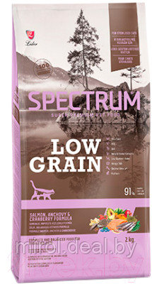 Сухой корм для кошек Spectrum Low Grain для стерилизованных кошек с лососем, анчоусом, клюквой - фото 1 - id-p222248348