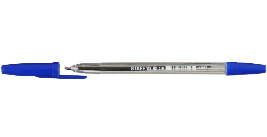 Ручка шариковая Staff C-51 корпус прозрачный, стержень синий - фото 1 - id-p222234788